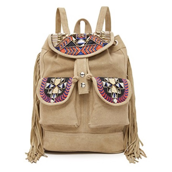 Anthropologie Suede Embroidered Backpack - Picture 2 of 6
